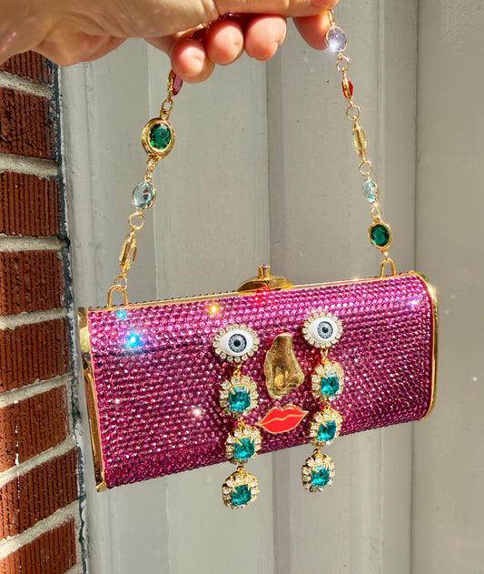 Ode to the master crybaby edition gold purple swarovski purse