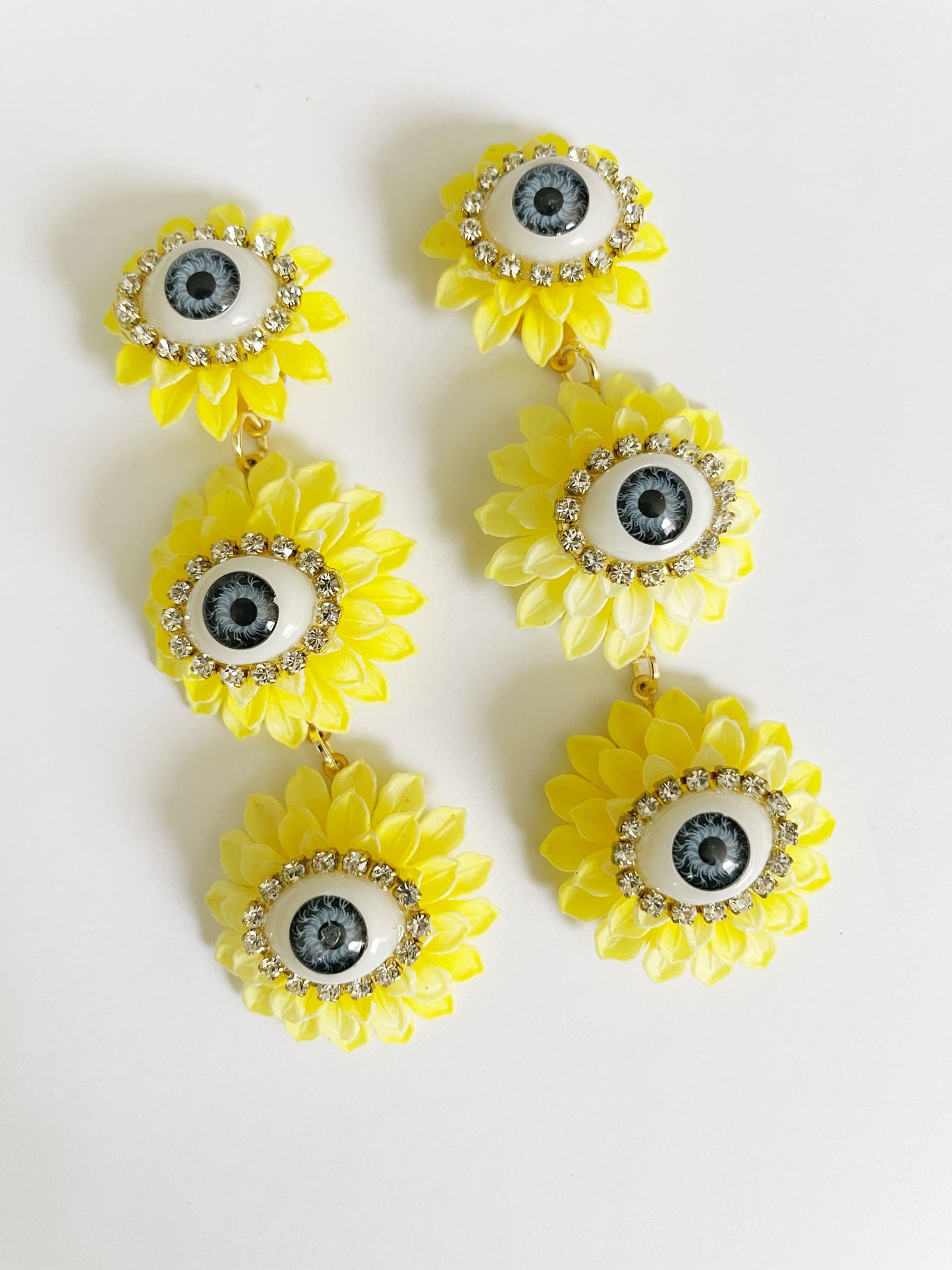 Desert Bloom yellow seeing triple earrings