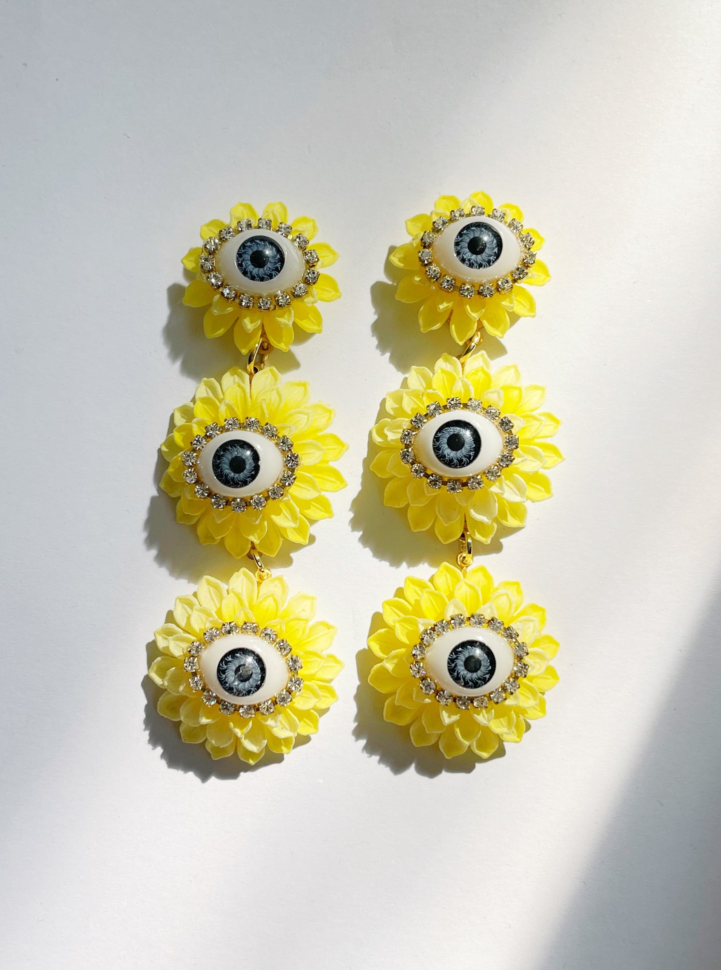 Desert Bloom yellow seeing triple earrings