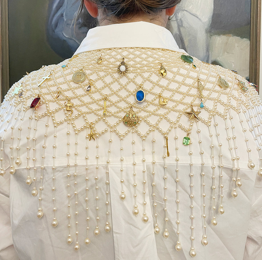 Vintage statement pearl charm capelet