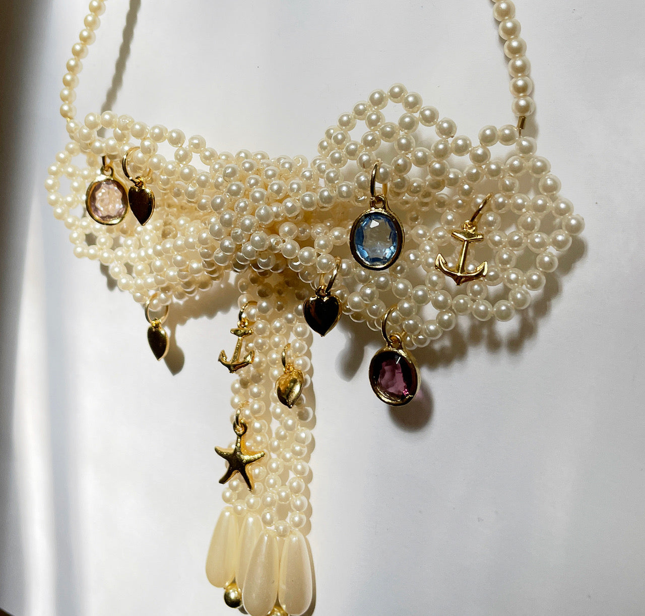 Vintage charm bow tie necklace