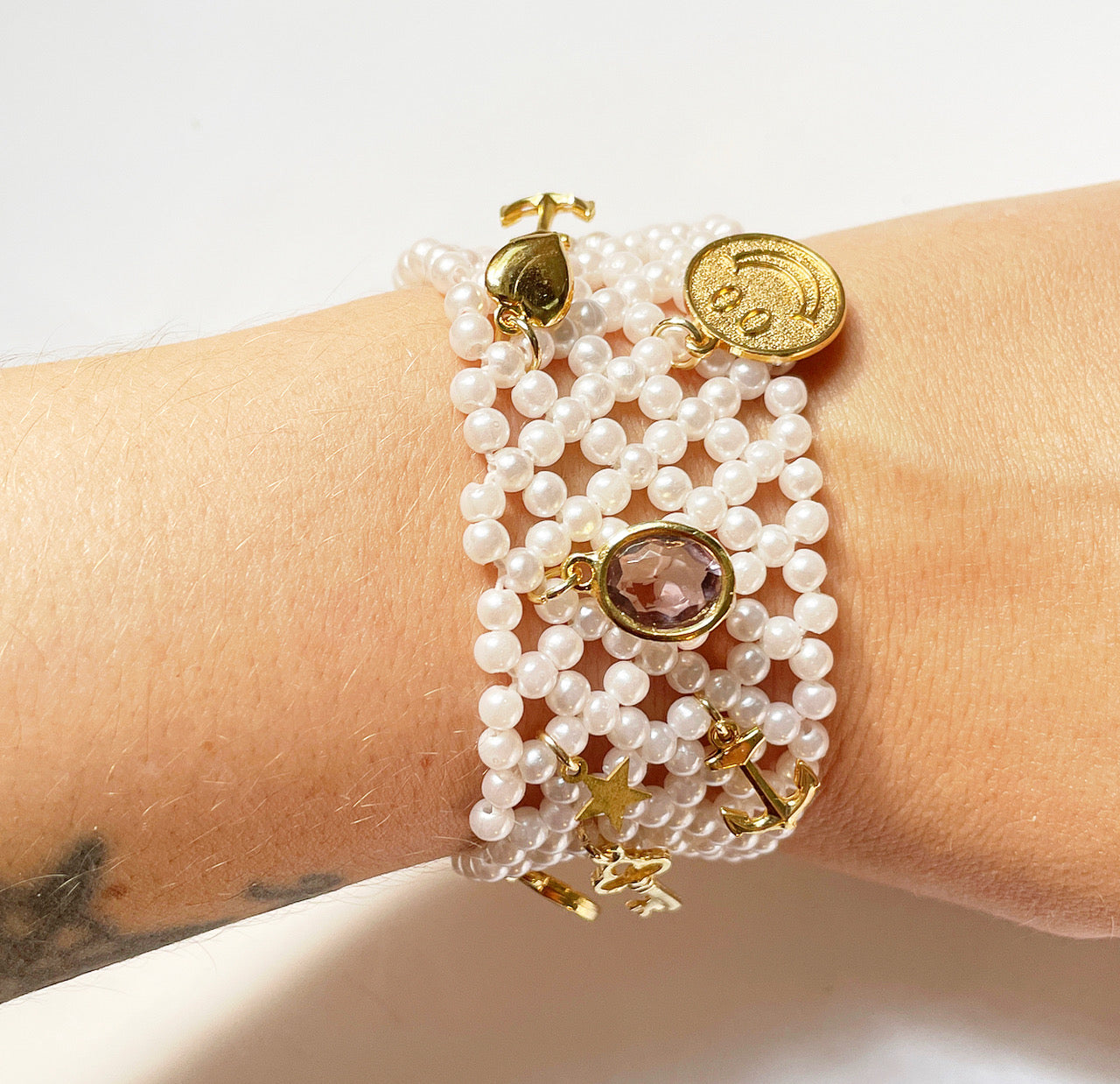 Vintage charm stretchy bracelet