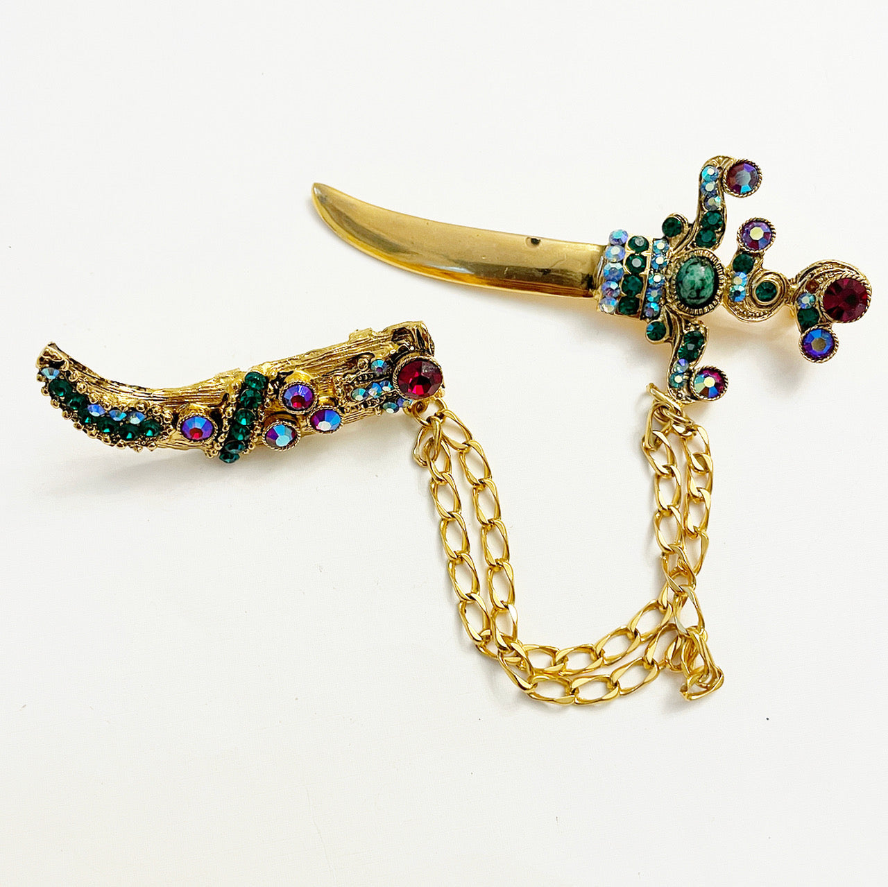 Vintage jeweled Scimitar brooch
