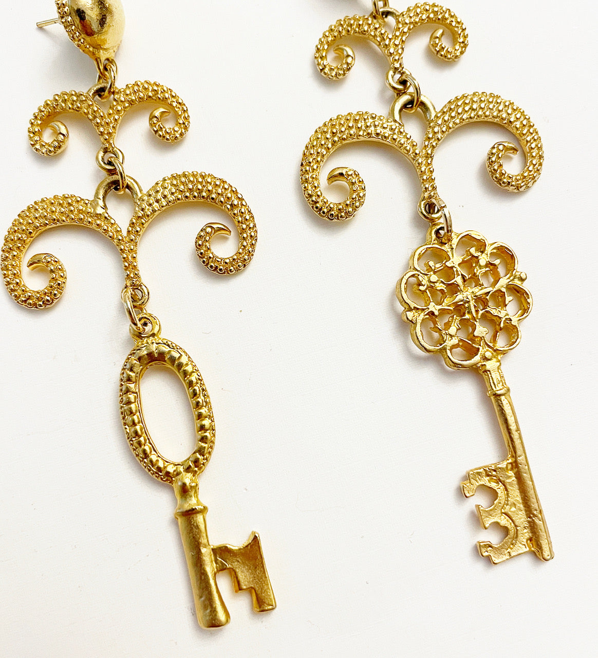 Vintage charm key earrings