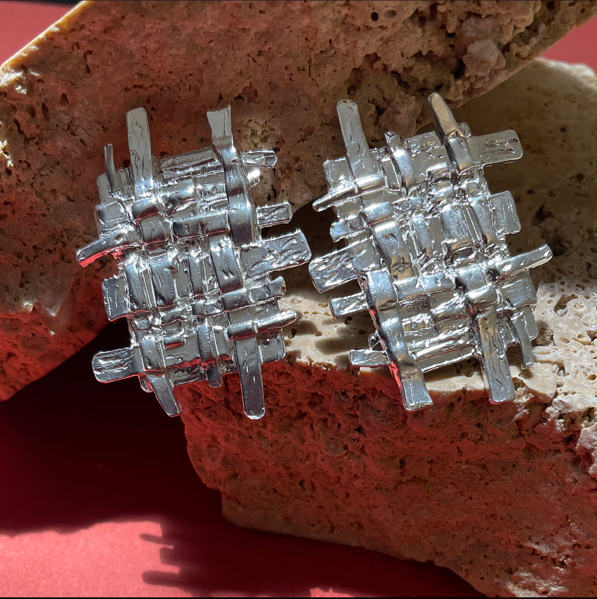 Basketweave studs