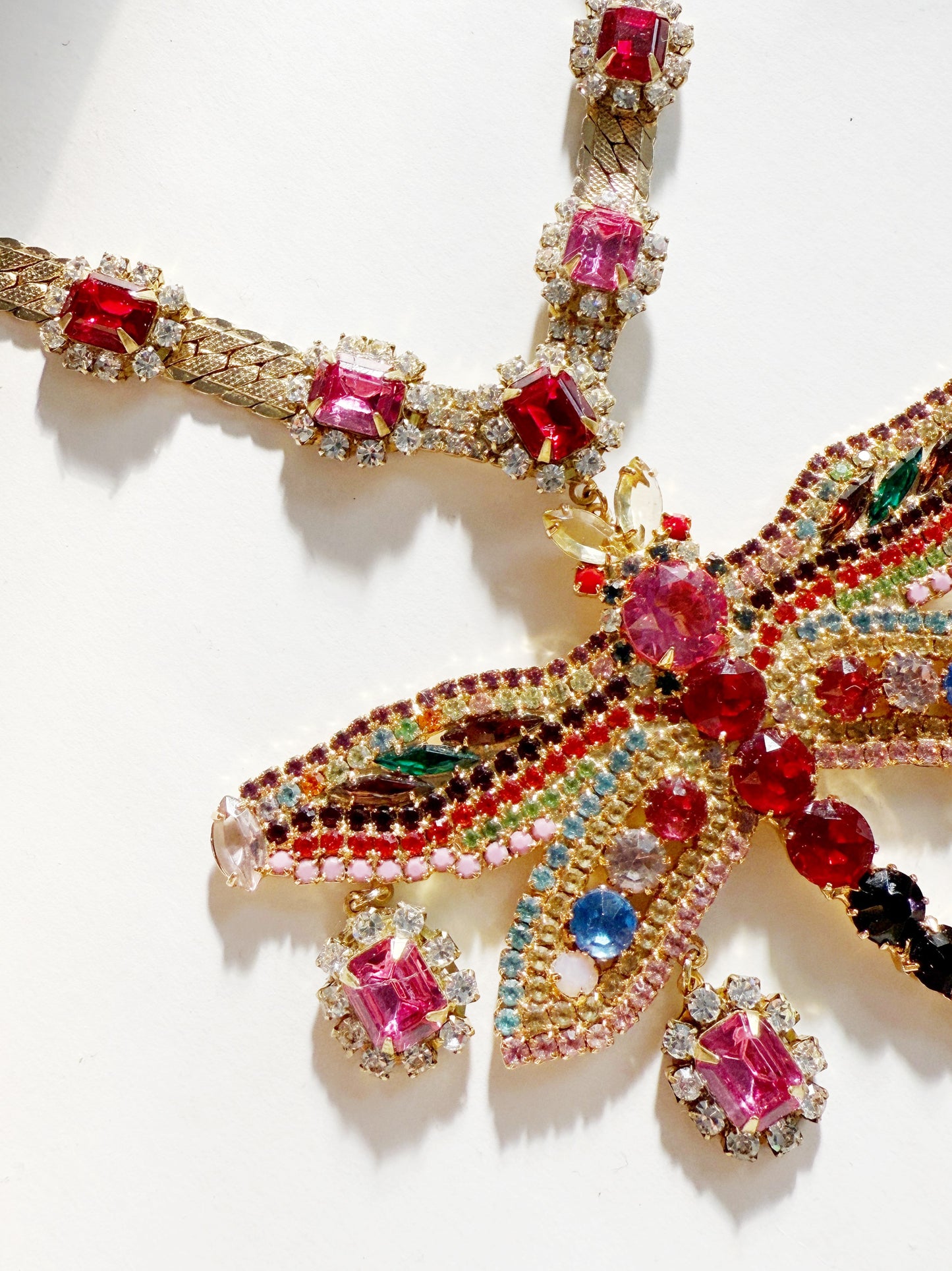 Electric dragonfly rhinestone choker