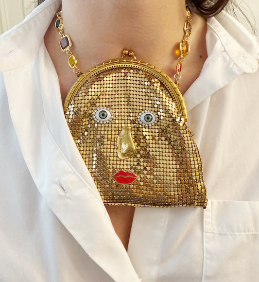 Ode to the master mini mesh purse necklace
