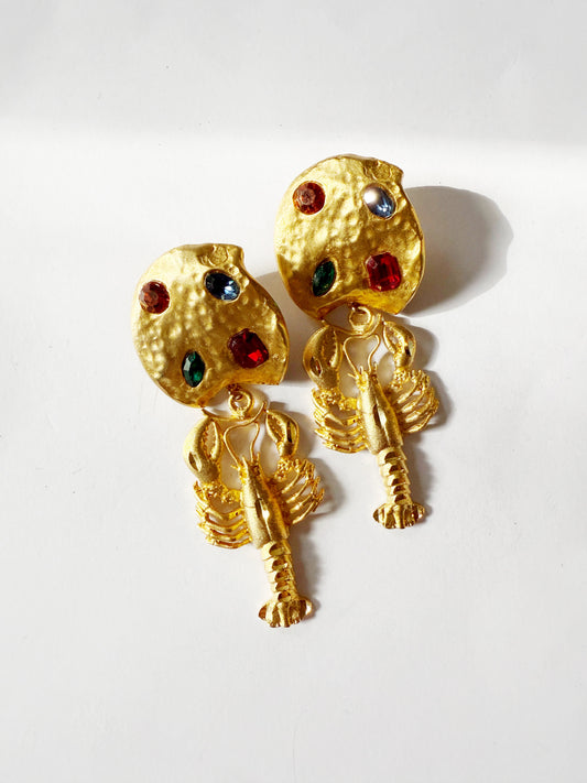 Rhinestone Lobster statement earrings