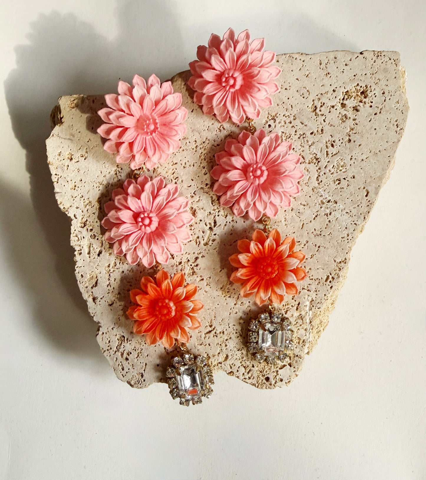 Persistence of Petals pink Dahlia earrings