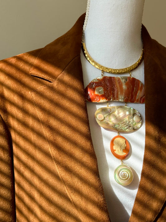 Dreamy abalone cameo shell choker