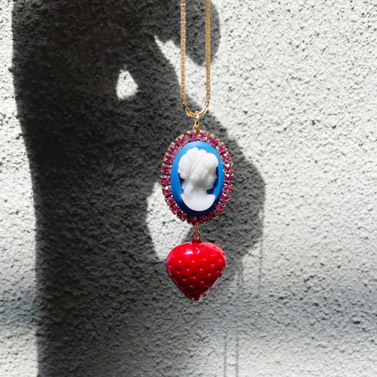 Strawberry shortcake cameo necklace