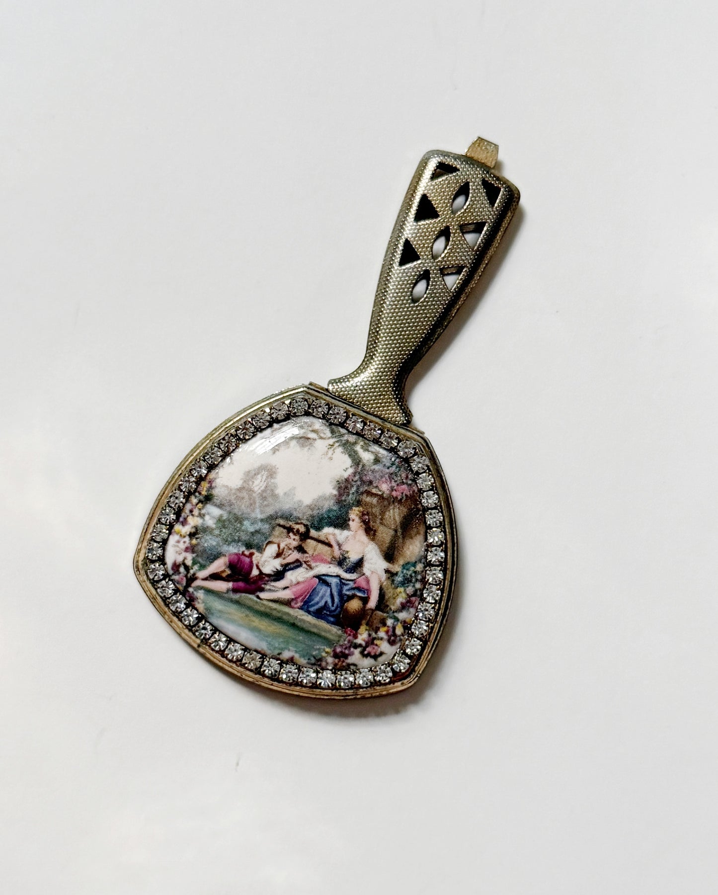 Rhinestone cameo mirror