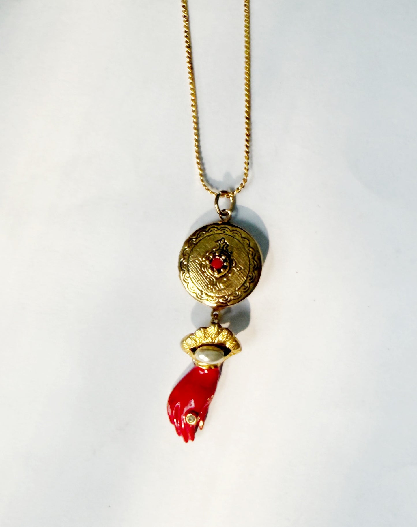 French locket hand necklace necklace