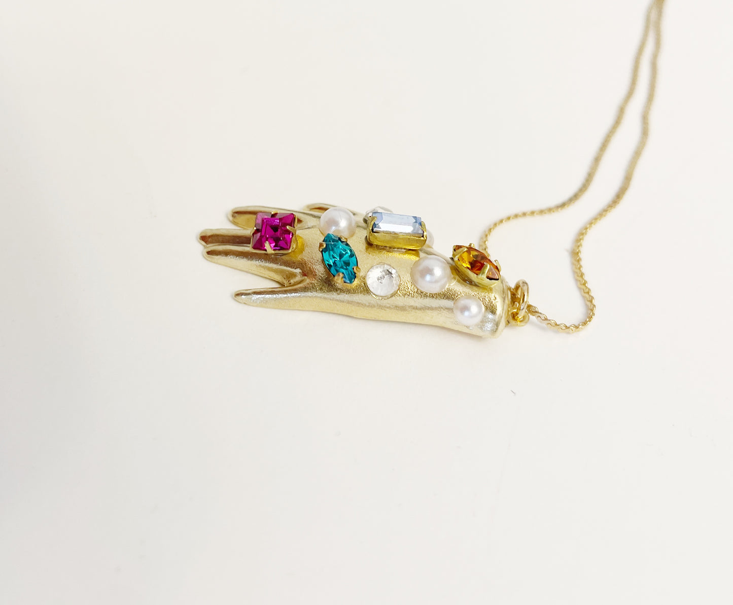 Good luck confetti hand pendant necklace