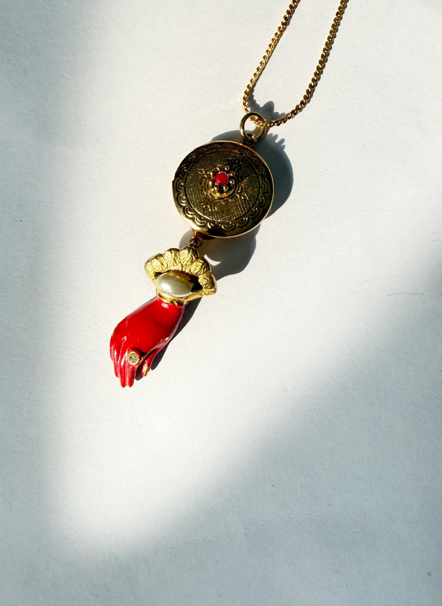 French locket hand necklace necklace