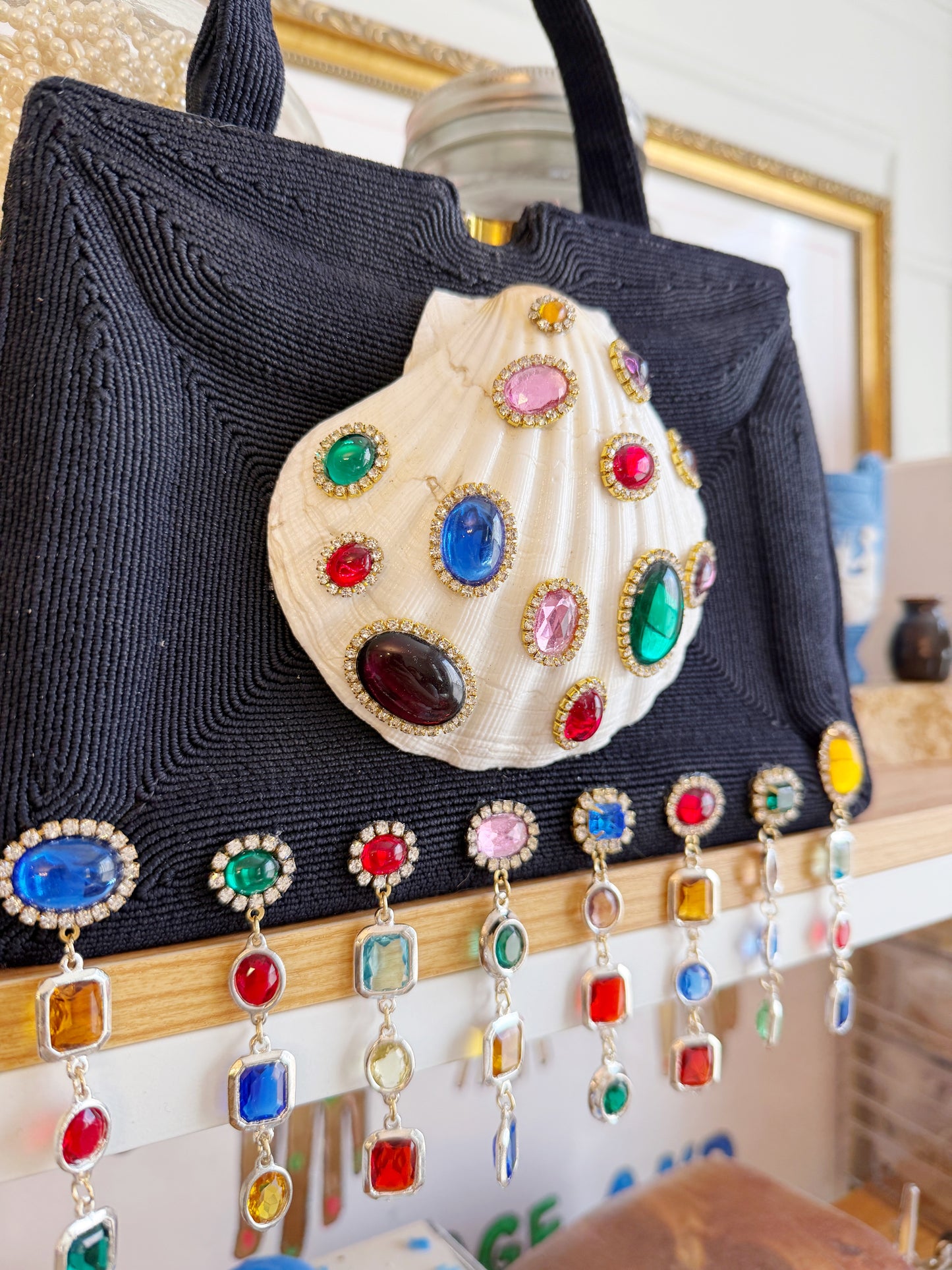 Shell goddess rhinestone purse