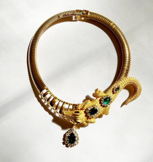Emerald alligator necklace