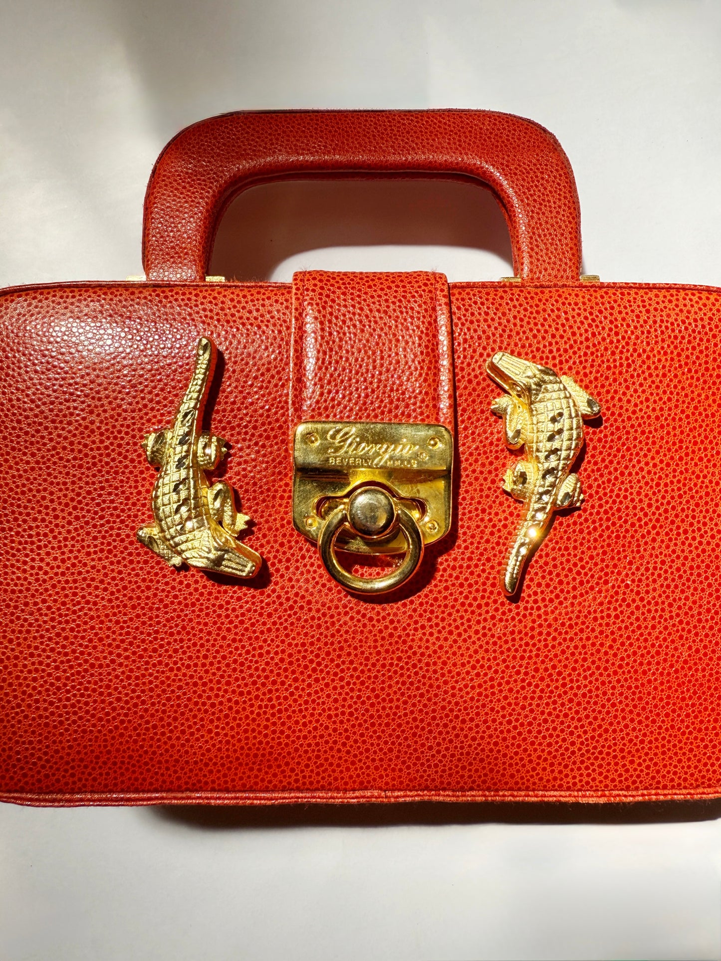 Vintage red leather alligator purse