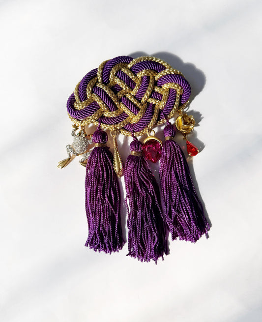 Purple rain tassel brooch