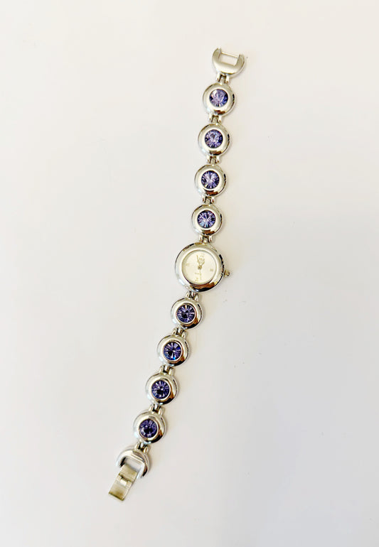 Vintage purple rhinestone watch