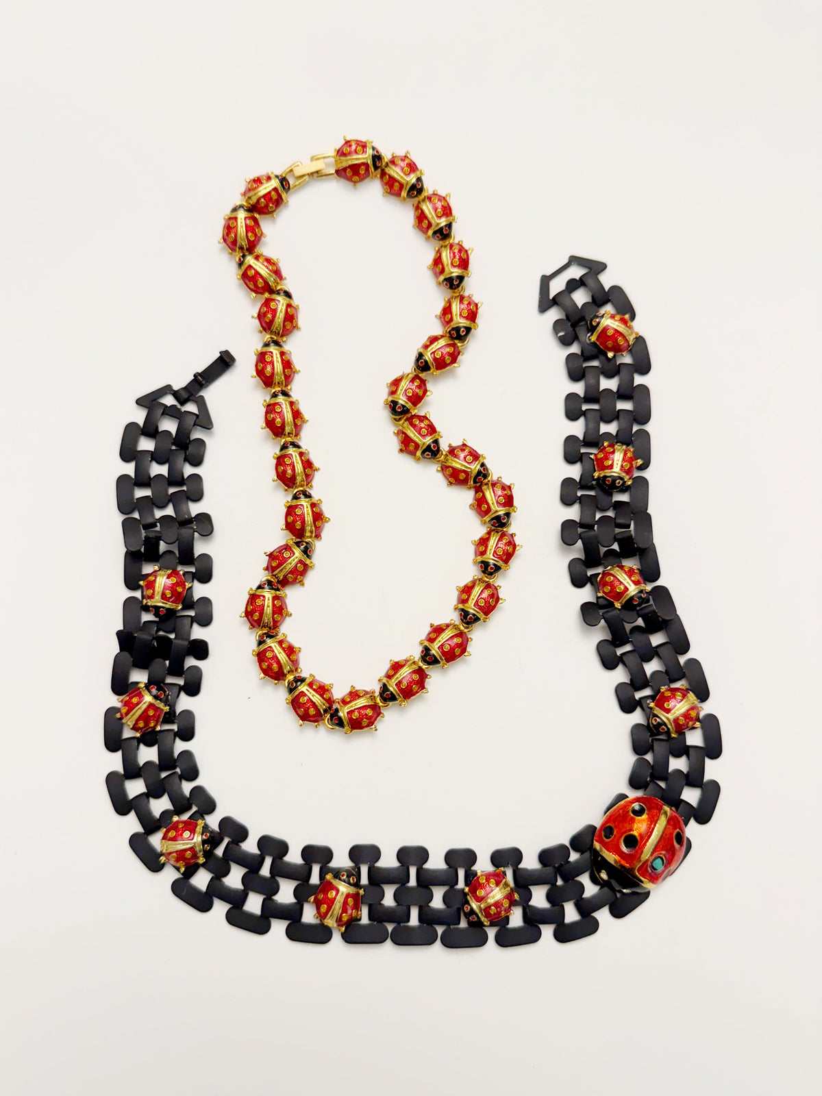 Ladybug lucky duo necklace set