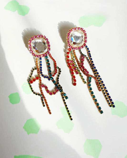 Colossal rhinestone earrings