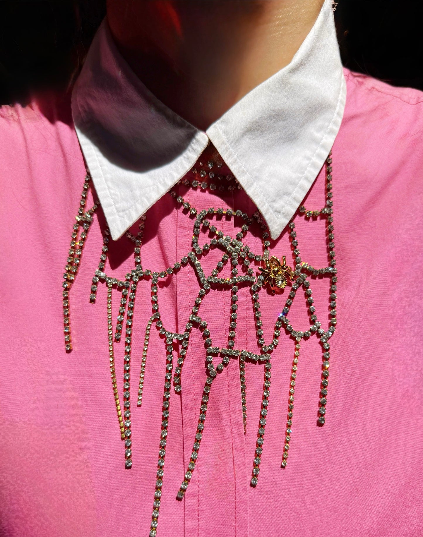 Colossal spider web necklace