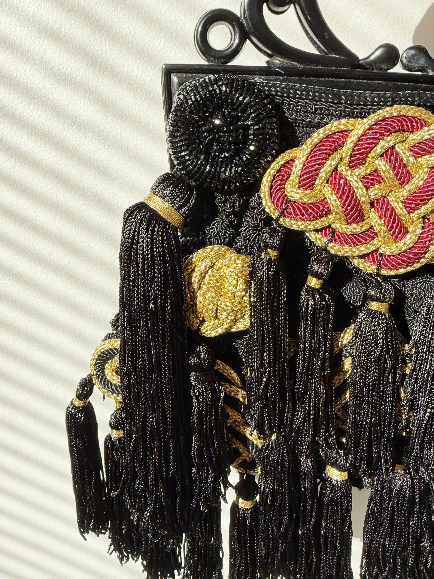 Gilded fringe tapestry purse