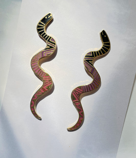 Vintage Signed Laurel Burch snake earrings