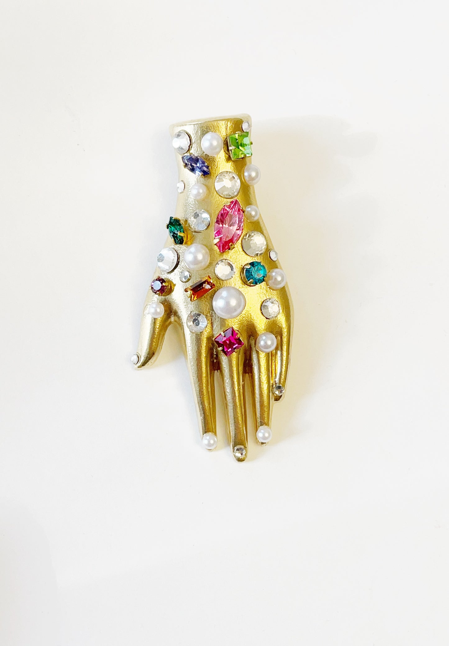 Rhinestone confetti hand brooch