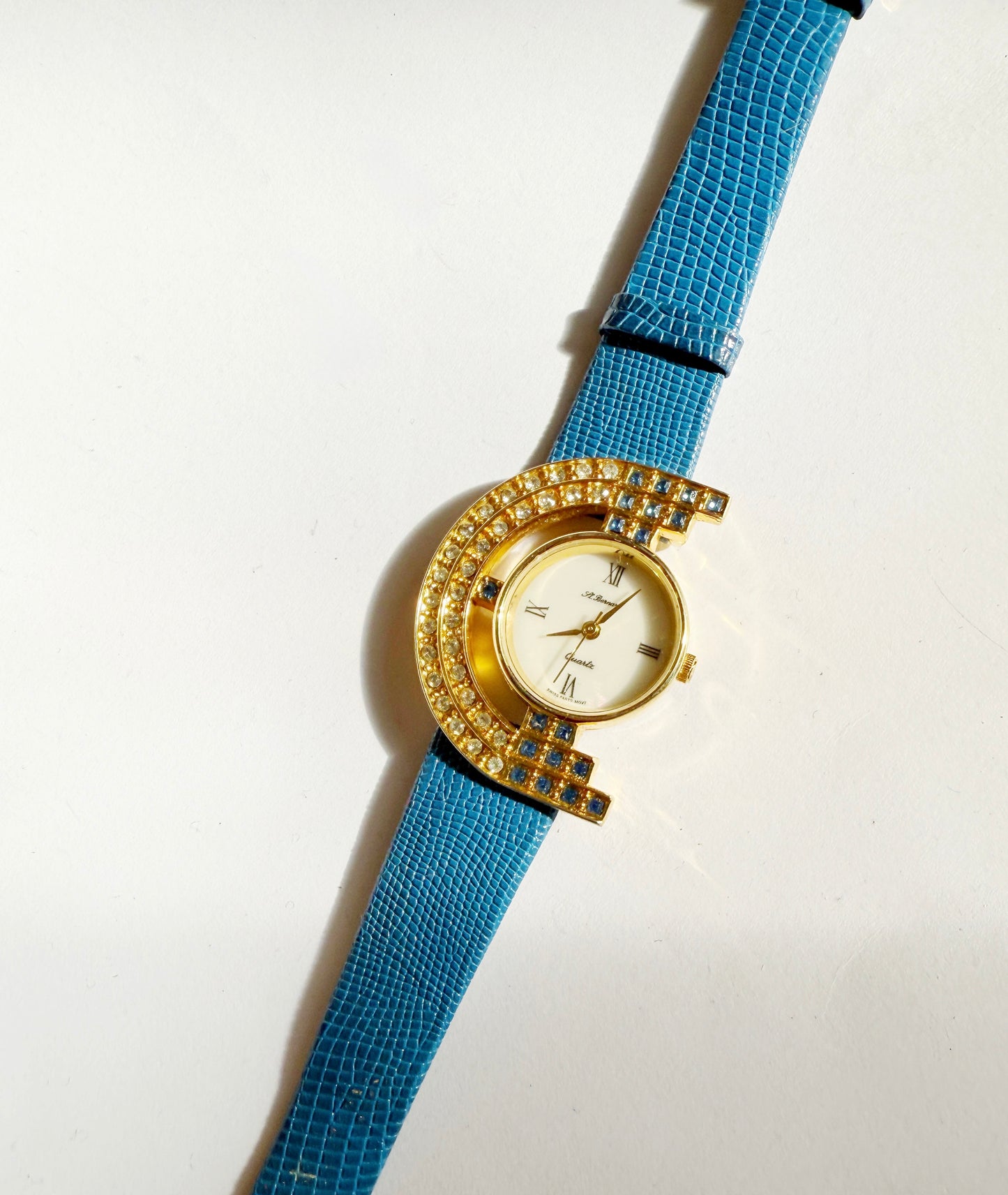 Vintage blue rhinestone watch
