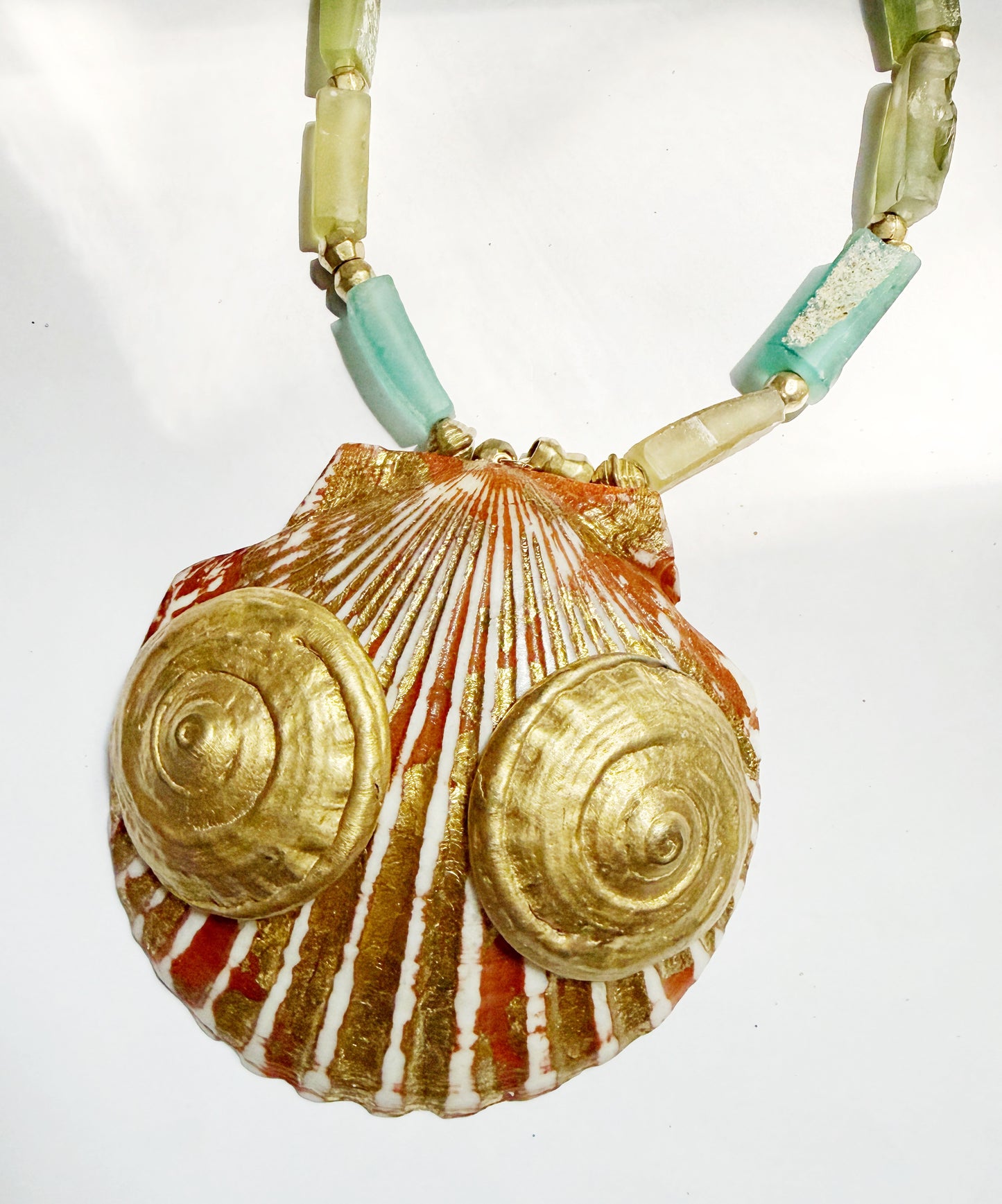 Gilded shell glass necklace