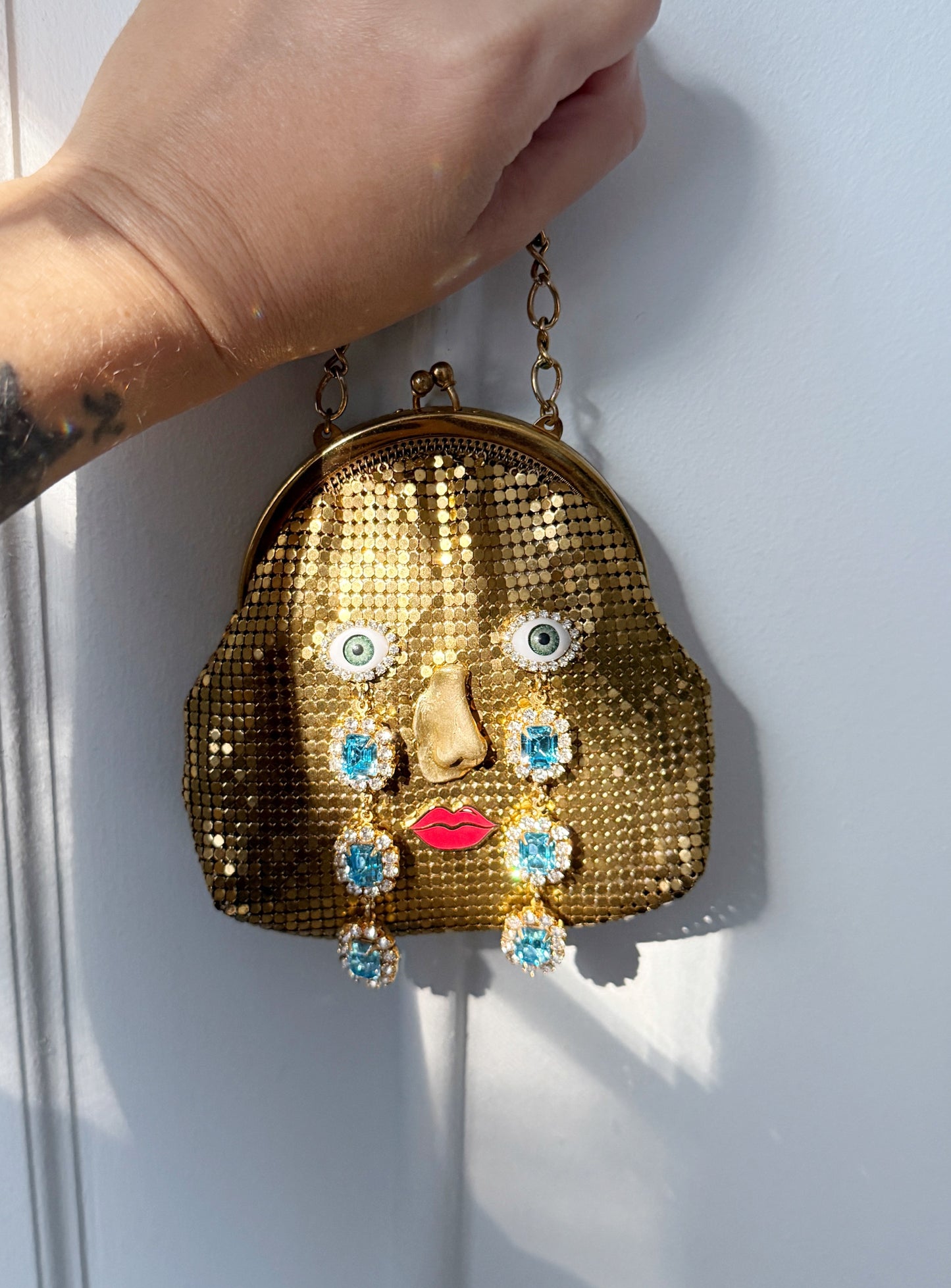 Ode to the master crybaby gold mesh purse