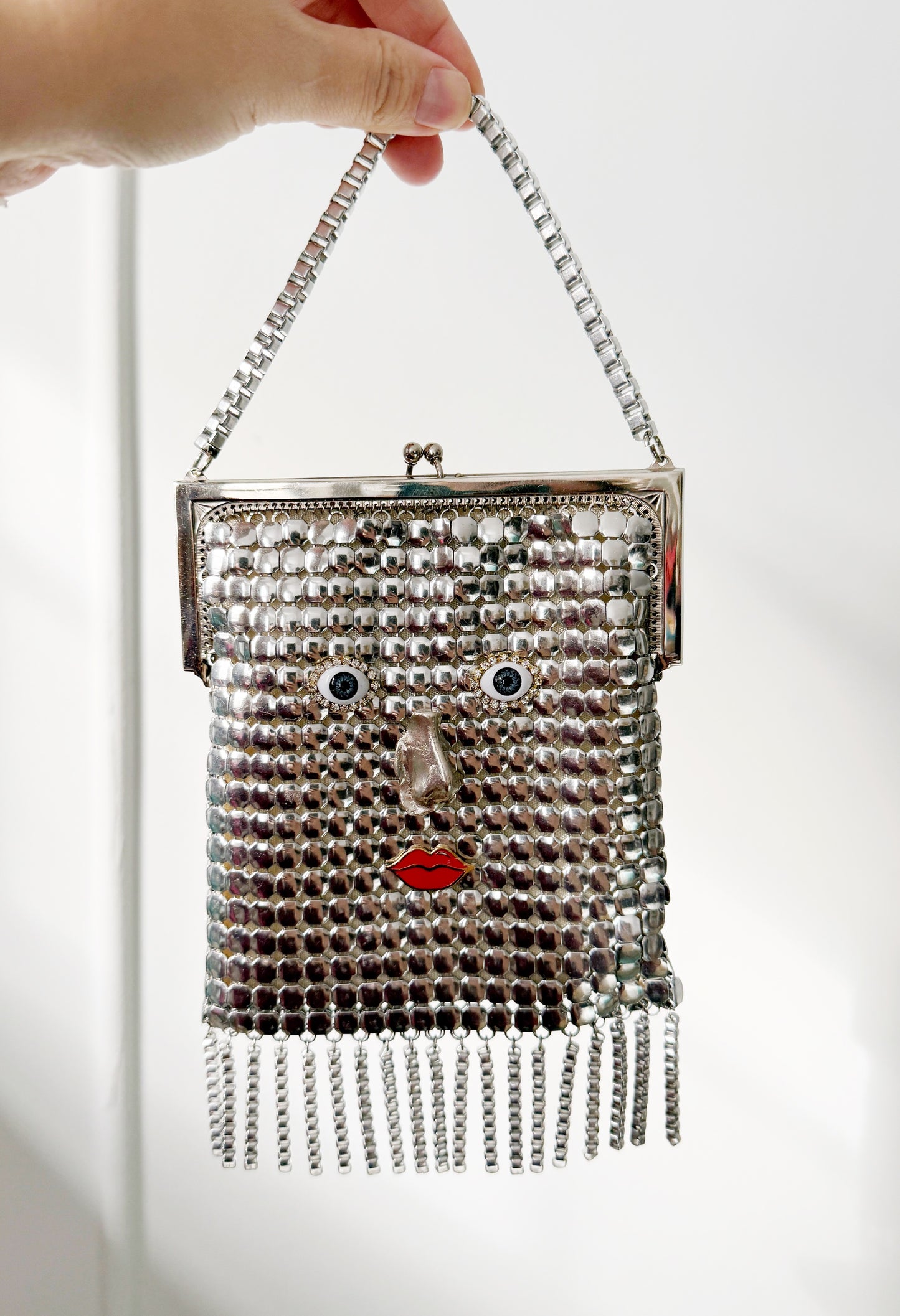 Ode to the master silver mesh purse