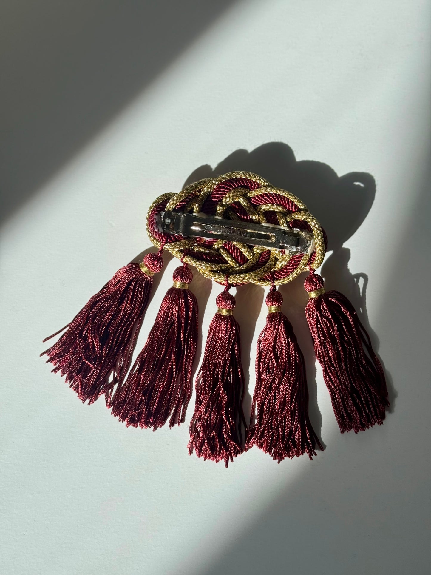 Red fringe french barrette