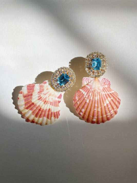 Regal rhinestone shell earrings