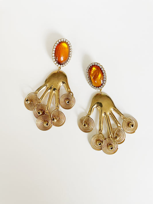 Hidden treasure hand earrings