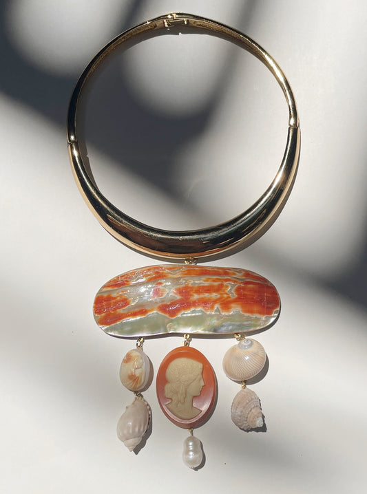 Dreamy abalone cameo shell choker
