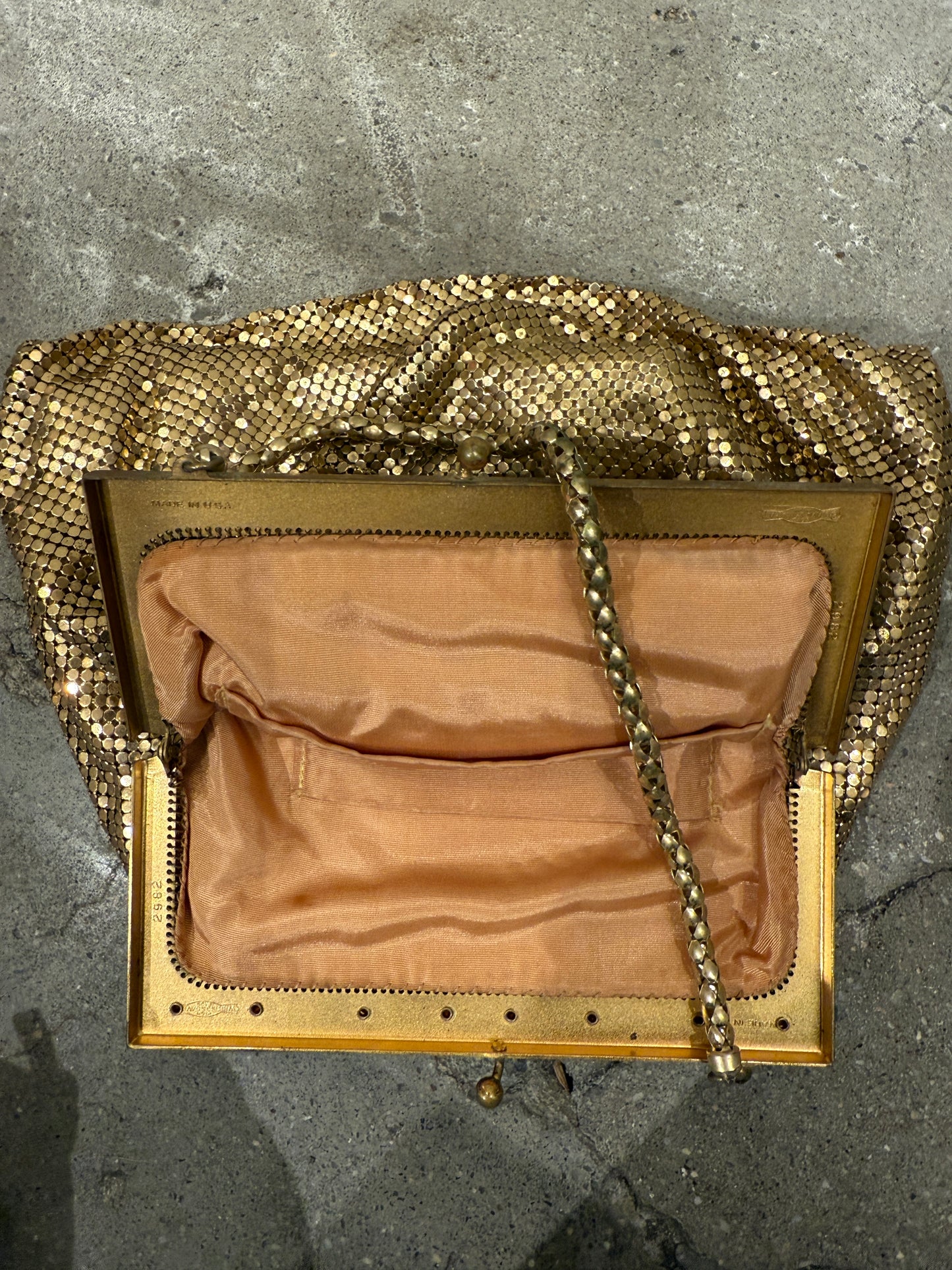Ode to the master CRYBABY gold mesh purse