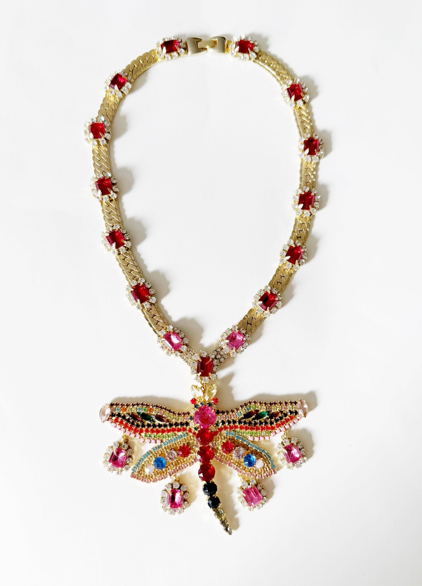 Electric dragonfly rhinestone choker