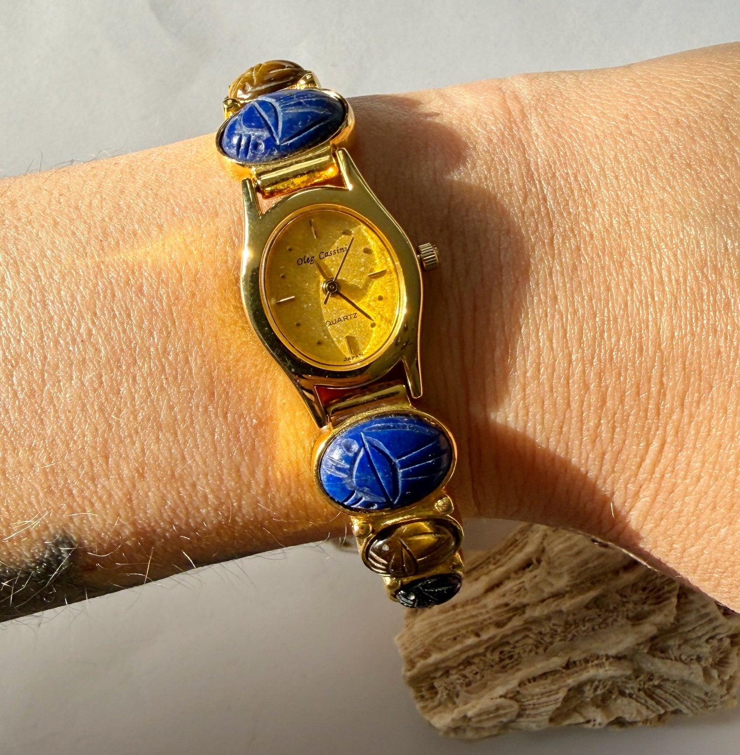 Vintage scarab beetle watch bracelet