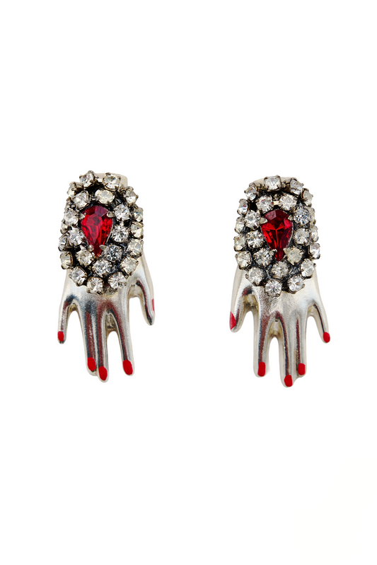 Regal rhinestone sterling silver hand earrings