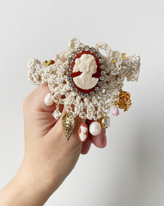 Charming crochet cameo barrette