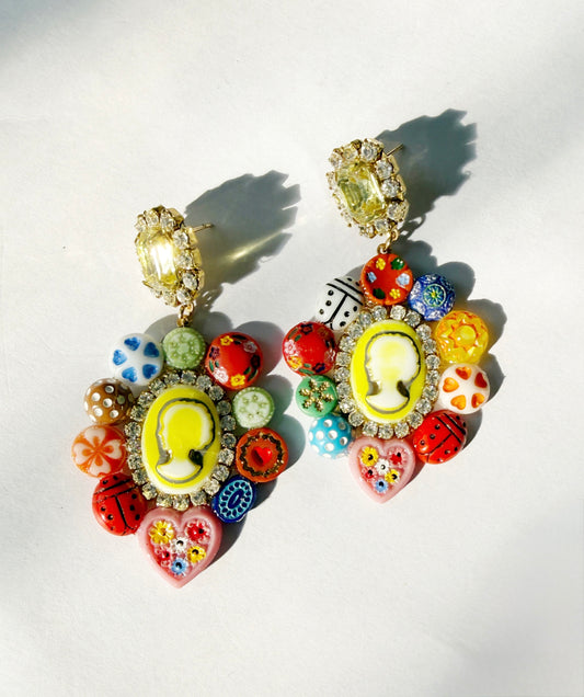 Cameo quilt earrings