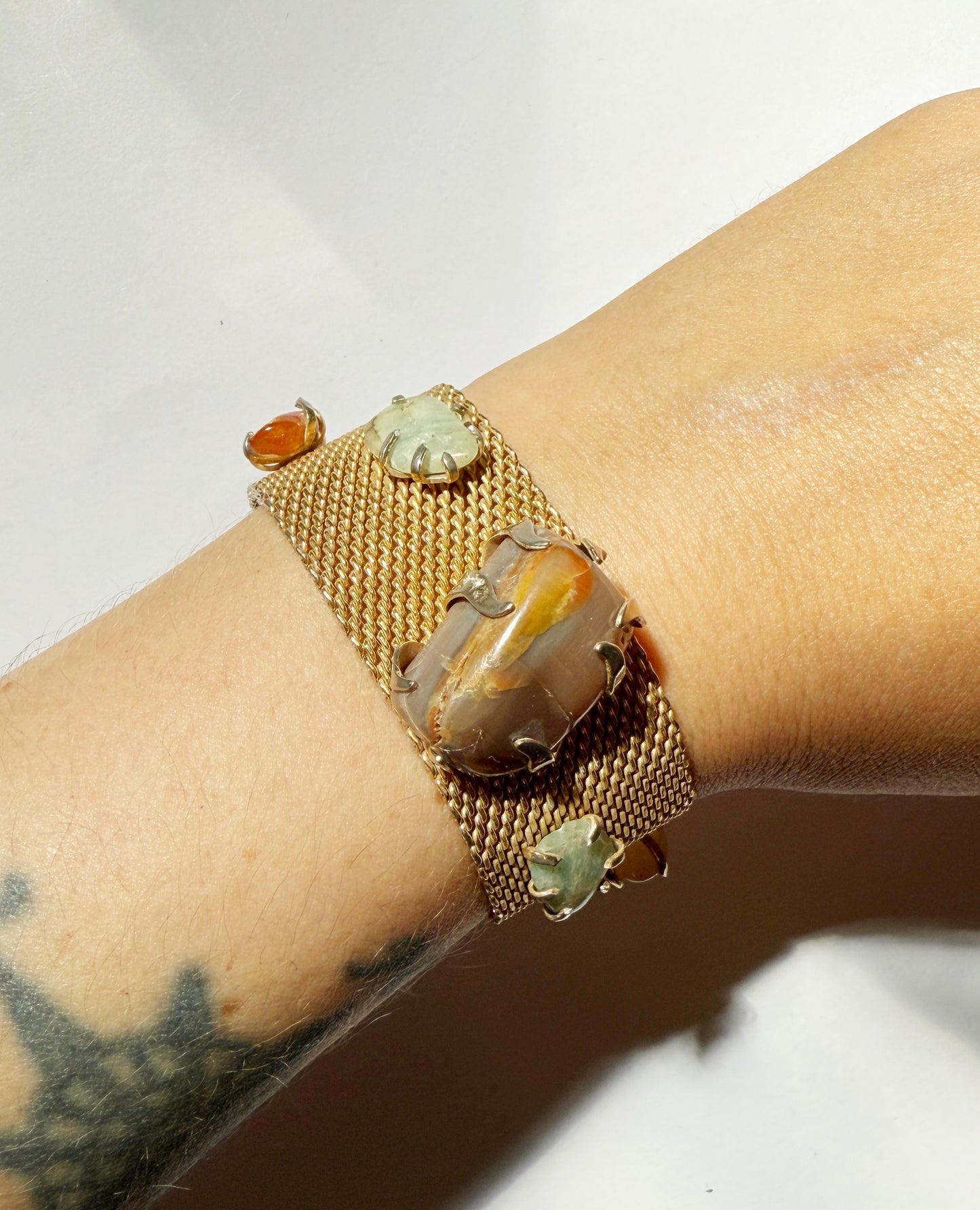 Vintage mesh mcm stone bracelet