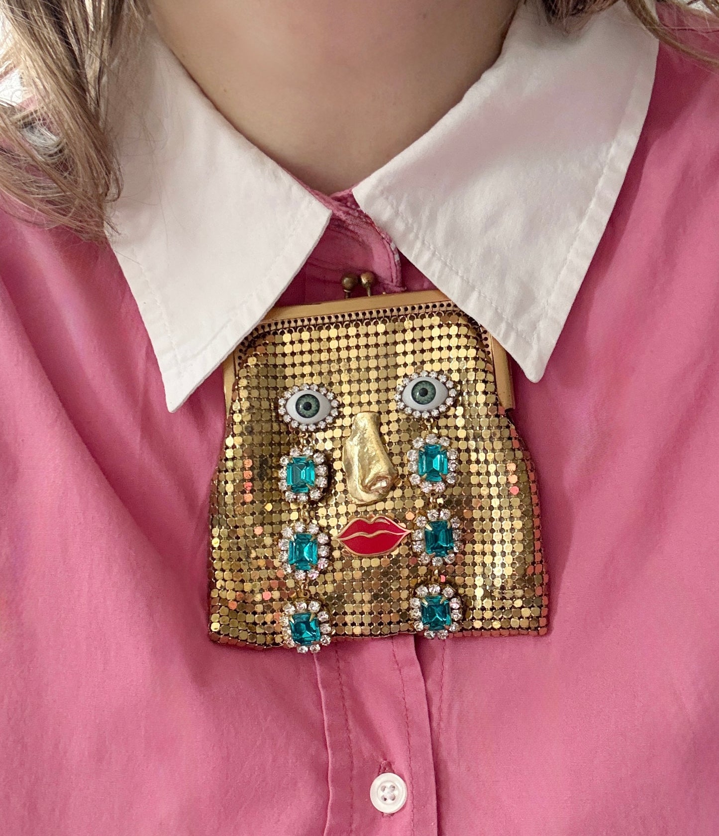 Ode to the master mini mesh purse necklace