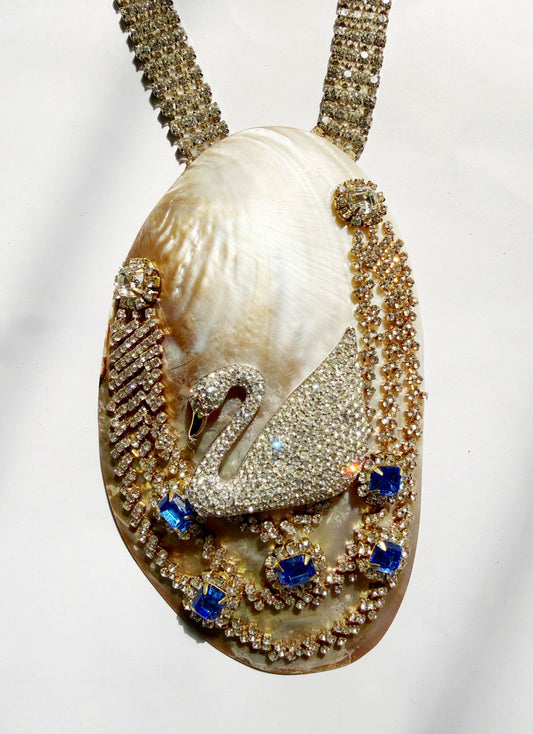 Swan lake shell statement necklace