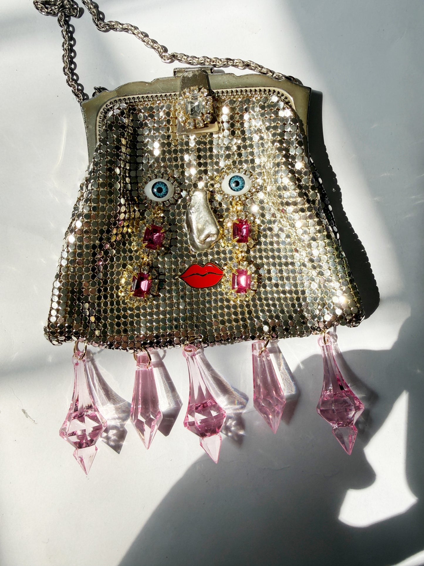 Ode to the master crybaby silver mesh purse