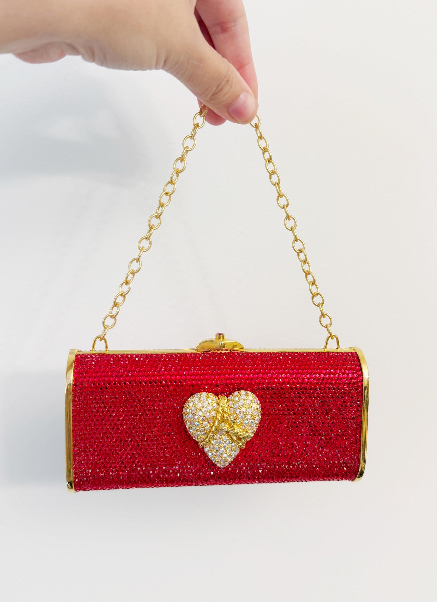 Swarovski red heart clutch purse