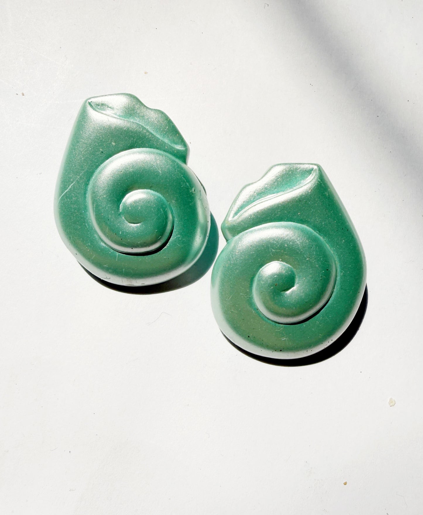 Vintage pearly teal shell studs